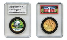Miami Dolphins NFL Greatest Dad 24KT Or Jfk Pièce ! Ltd. Étui