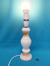 60/70s albâtre Lampe de table, Vintage Blanc & Orange Stone, rétro chevet lumière