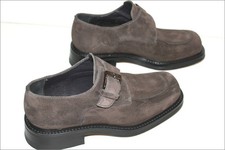 KENZO Mocassins à Boucles Daim Gris Foncé Doublés Cuir T 39.5 TTBE