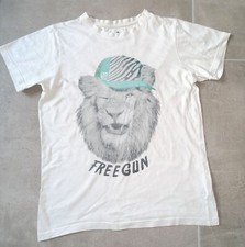 T.shirt FREEGUN 14-16 ans blanc avec lion