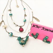 Betsey Johnson 'Flights of Fancy' Blue Bird Necklace/Earrings Set  *Retired*