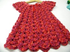 abc broons robe 1an rose rouge modele unique neuf layette tricot c24/m156