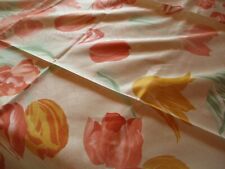 Coupon de tissu ancien ameublement beige fleurs rose 1980 rideaux fauteuil