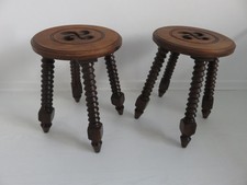 TABOURETS BASQUES LAUBURU EN CHENE MASSIF ANNEES 30 40