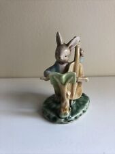 Ancien Bibelot décoration céramique Lapin Musicien Violoncelle