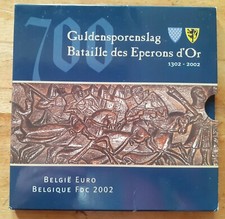 coffret bu belgique 2002 bataille des eperons d or complet 8 pieces + medaille