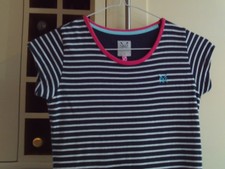 Filles T Shirt Dress-CREW CLOTHING Co-Âge 7 Ans-à rayures bleu marine