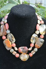 Statement Chunky Fancy Necklace Huge Beads Cherry Quartz JEIQUE house lagenlook