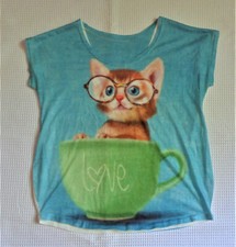 T-shirt femme motif chat (taille unique)