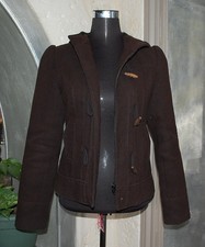 VESTE MANTEAU COURT MARRON CHOCOLAT PIMKIE T 38 CAPUCHE