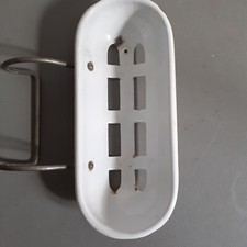 Ancien porte savon émaillé pour baignoire amovible chromé années 20 art deco