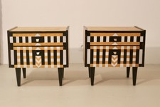 Paire de table de chevet relookée porte battantes année 60. Réf Sottsass.