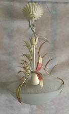 Plafonnier lustre florale vintage métal feuilles