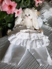 FLORIANE Superbe Pantalon dentelle blanc Baptême mariage cérémonie 3 Mois Neuf 