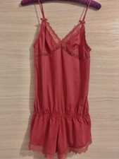 Combishort nuisette sexy lingerie nuit Etam S 36 pyja rouge dentelle bretelle