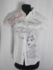 Top chemisier tunique coton leger blanc cassé DESIGUAL 36/38 Imprimé et brodé