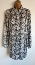 River Island Noir Gris Floral Long Surdimensionné Blouse Smart Robe Chemise 12