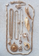 Lot bijoux Plaque Or 70g TBE parure chaine collier bague broche pendentif gold p