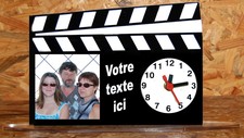 Horloge de bureau style clap cinema personnalisée 1 photo de votre choix