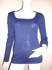 SWEAT CEINTRE ET MOULANT FEMME ZERO BLEU LARGE ENCOLURE T:36/38