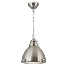 Searchlight 1 Lampes Nickel satiné Dôme Pendentif Plafonnier Avec Verre Diffuseur