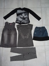 lot hiver fille 8 ans:TS fais pas ci fais pas ça,robes=kiabi, leava, jupe juke 