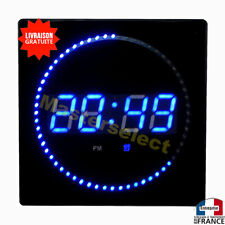 Horloge murale design à led bleu forme carré décompte numérique grand afficheur