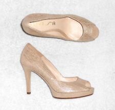 UNISA escarpins cuir travaillé beige doré P 40 = 39 TBE