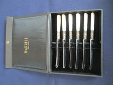 SET 6 INDIVIDUAL SPREADERS! Vintage MARHILL stainless faux PEARL HANDLES: exc