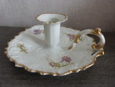 ancien porte bougie , bougeoir a main ,porceline de limoge  (ap01)