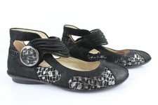 FUGITIVE Ballerines Babies en Cuir Noir et Argent T 39 Très bon état