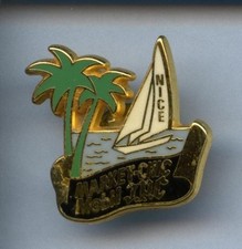 RARE PINS PIN'S .. PETROLE OIL MOBIL STATION VOILIER VOILE BATEAU NICE 06 ~W1