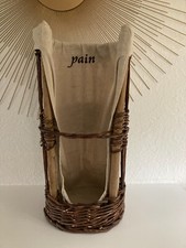 ♥ Ancien Présentoir à Pain Panier Corbeille Porteuse Osier Rotin Hauteur 50 Cm