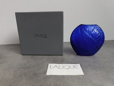 VASE EN CRISTAL BLEU LALIQUE FRANCE OVALE EN BOITE