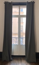 Rideaux gris (3m) occultants à œillets IKEA (la paire) 