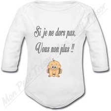 Body Bébé Si je ne dors pas, vous non plus! sommeil nuit humour cadeau naissance
