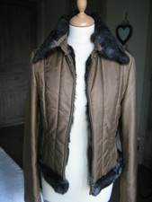 Veste Pinko camel matelassée col amovible en fourrure LapinT:38