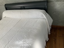 Linge ancien Couvre Lit Couverture De Mariage  Provençal 3 coté Dentelle Pompons