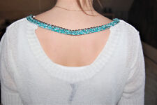 TOP blanc dos échancré COP COPINE tee-shirt chaine bijoux maille satiné Haut S/M