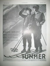 PUBLICITE DE PRESSE TUNMER EQUIPEMENT SKI NEIGE ILLUSTRATION VIGNEAU AD 1930
