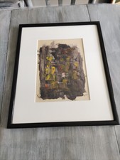 Tableau peinture moderne contemporaine abstraite signée à identifier