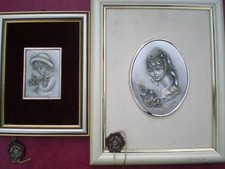DEUX CADRES TABLEAUX ETAIN DU PRINCE FEMME ENFANT DECORATION 