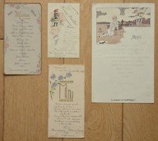4 cartes de menus anciennes