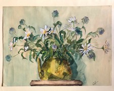 TABLEAU ANCIEN SIGNE - NATURE MORTE AUX FLEURS CHAMPETRES