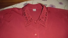 chemisier bordeaux 100 % polyester taille 50 manches longues 