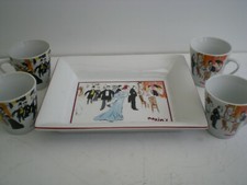 PLAT A GATEAUX TASSES PORCELAINE MAXIM'S DE PARIS CAFE CUISINE 