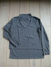 T-shirt gris asymétrique à manches longues et col croisé taille S #CKDB