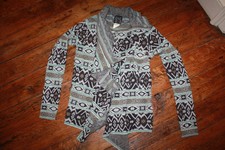 Billabong Size Small SHAWL Cardigan Sweater Grey Turq Green