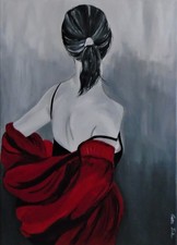 tableau art contemporain,peinture,modèle unique,femme,rouge,féminité,moderne