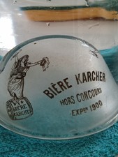 ANCIENNE ET RARE CARAFE LOUPE EN VERRE POUR LA MARQUE DE BIERE BIERE KARCHER 